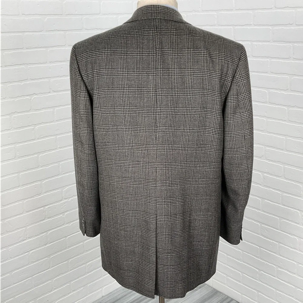 Geoffrey‎ Beene Blazer Mens 42L Gray Prince Edward Plaid Classic Wool Jacket
